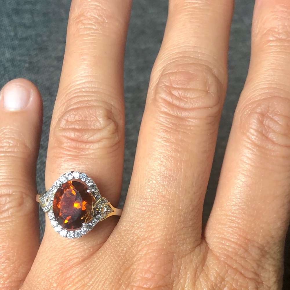 Madeira Citrine White Zircon Ring